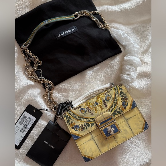 NWT Dole&Gabbana Maiolica Tile Print Rosalia Chain Bag - Picture 2 of 16